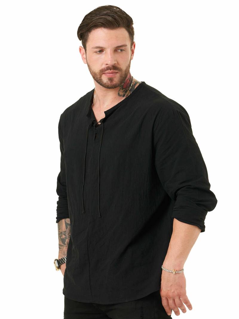 Benson | Drawstring Long Sleeve Men's Shirt | Stylish, Comfortable, Versatile