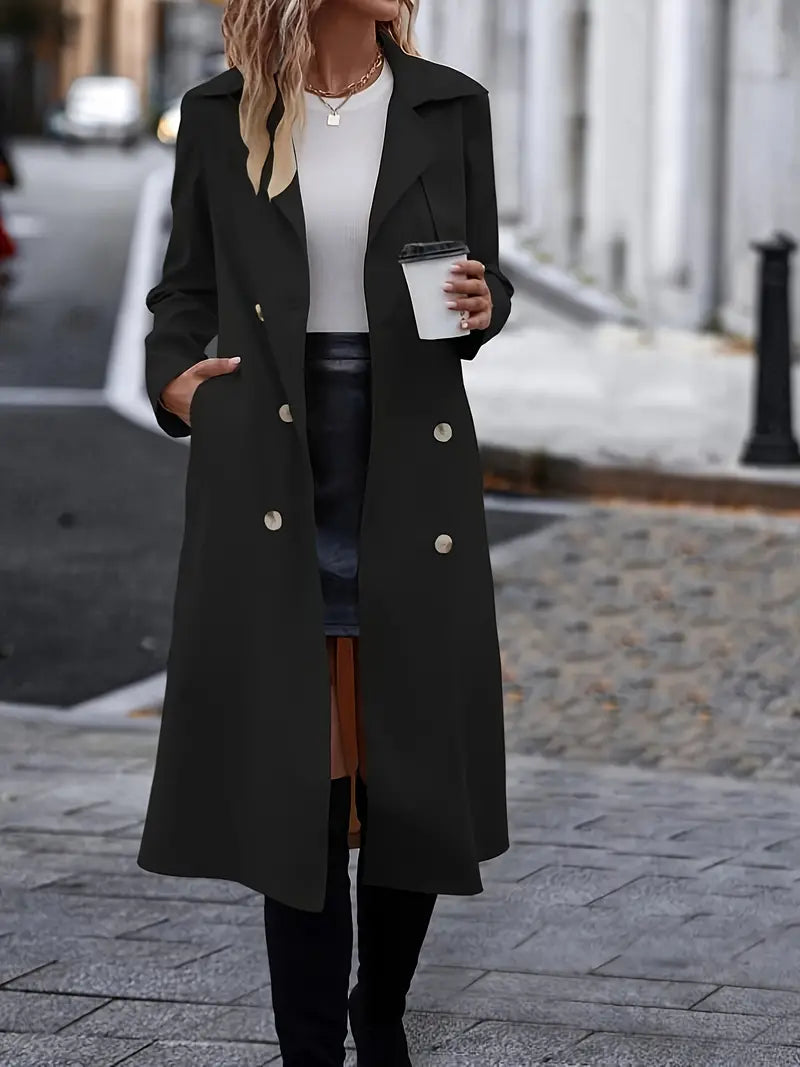 Elowen | Women's Classic Black Trench Coat | Elegant, Stylish, Versatile