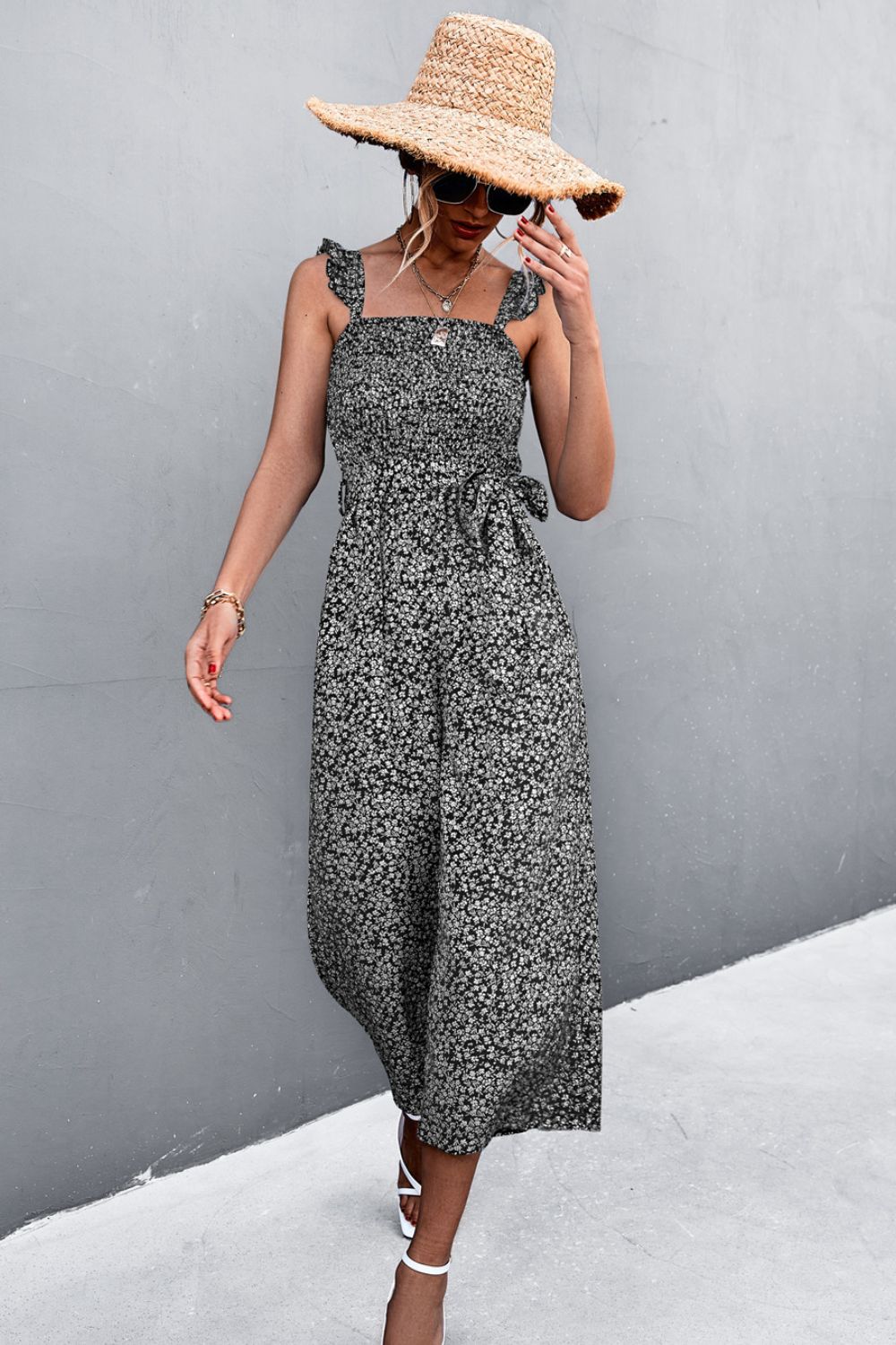 Elowen | Printed Jumpsuit with Ruffled Straps for Women | Stylish, Comfortable, Versatile