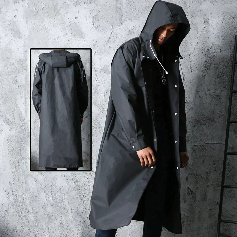 RainGuard | Men's Waterproof Black Raincoat | Lightweight, Stylish, Durable