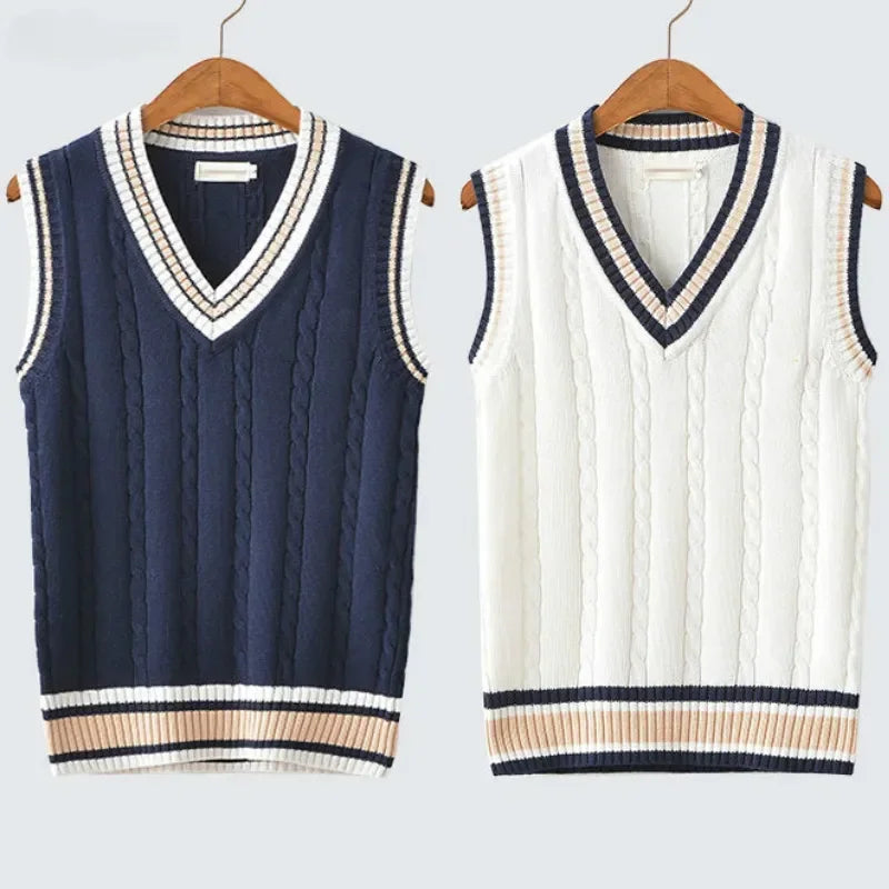 Lyndhurst | Men's Chunky V-Neck Sleeveless Knit Jumper | Stylish, Warm, Versatile